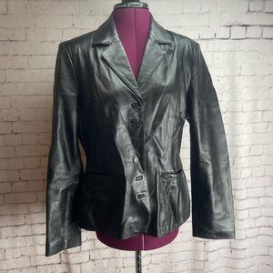 John Paul Richard uniform leather lamb women’s size 12 black leather jacket